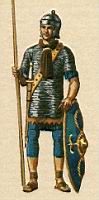 Rome, Soldat, Legionnaire portant la cotte de mailles et le foulard, avec le pantalon emprunte aux gaulois.jpg